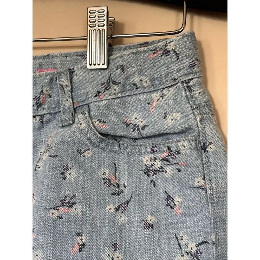 The Children’s Place Girls Floral Denim Shortie Shorts - Pink Sz 8
